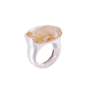 ring silver rutilated quarz