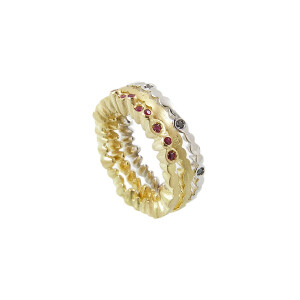 rings gold black diamonds rubies