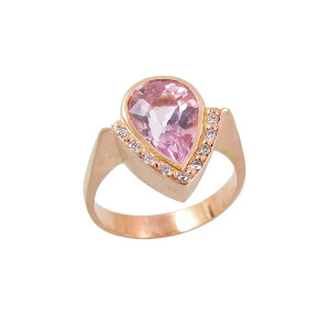 Ring Gold Kunzit Diamanten