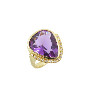 ring gold amethyst diamonds