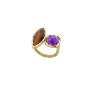 Ring Gold Tigerauge Amethyst